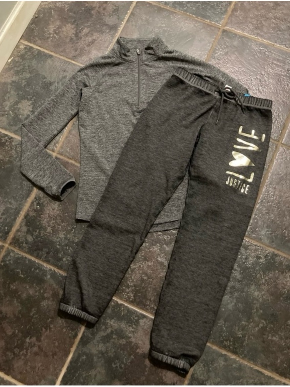 Justice Brand Grey Jogger Set Girls Size 10/12